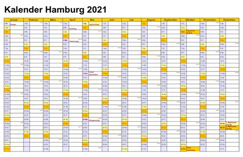 Auf dieser seite findet ihr unsere halbjahreskalender 2019 und 2020 auf zwei din a4 seite im querformat mit feiertagen und kalenderwochen zum kostenlosen ausdrucken. Feiertagen 2021 Hamburg Kalender | The Beste Kalender