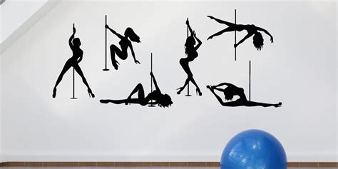 Vinyl Wall Decal Striptease Pool Dance Stripper Naked Sexy Girls Stick — Wallstickers4you