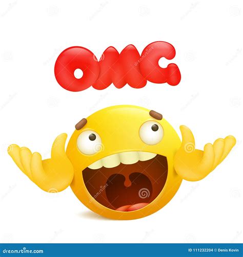 Yellow Emoji Cartoon Character Omg Surprise Concept Stock Illustration