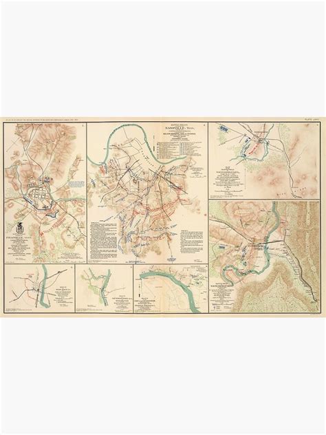 Various Civil War Battlefields Vintage Map 1895 Poster For Sale By
