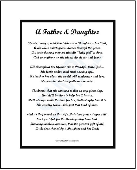 A Father And Daughter Digital Download Father Daughter Poem Etsy