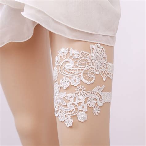 wedding garters lace flower white sexy 2pcs garters for women female bride thigh ring bridal leg