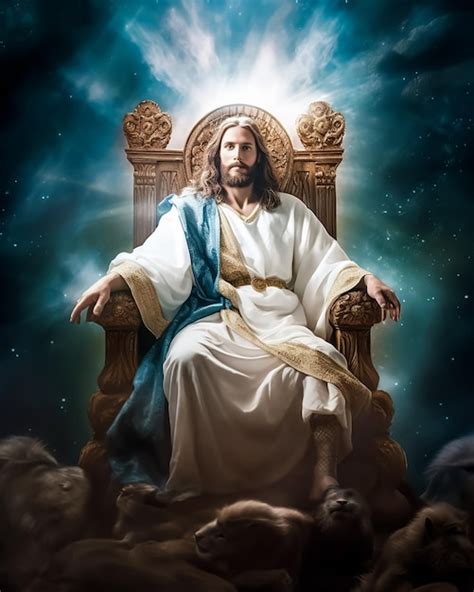 Premium Ai Image Jesus Sitting On A Throne With The Words Jesus On It