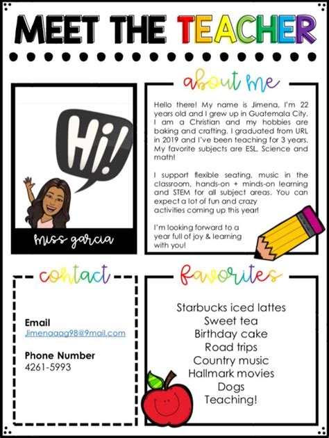 Free Editable Teacher Bio Template