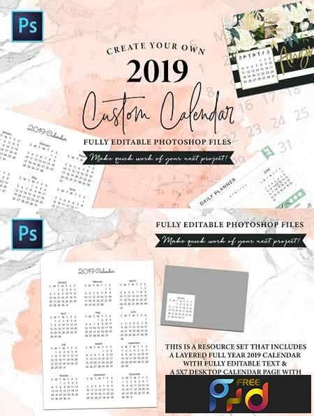 2019 Fully Editable Calendar Kit 2737382 Freepsdvn