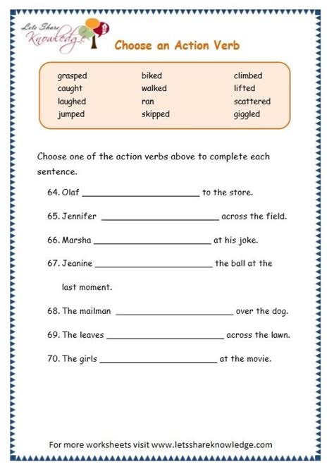 Worksheet For Grade 4 English