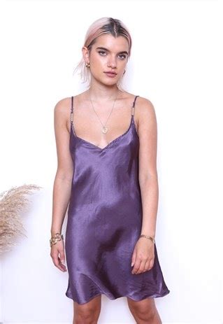 Vintage Y K Purple Satin Mini Slip Dress Vintage Inclined Asos