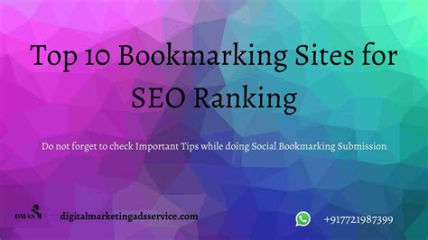 Top Social Bookmarking Sites For Seo Ranking Dmas