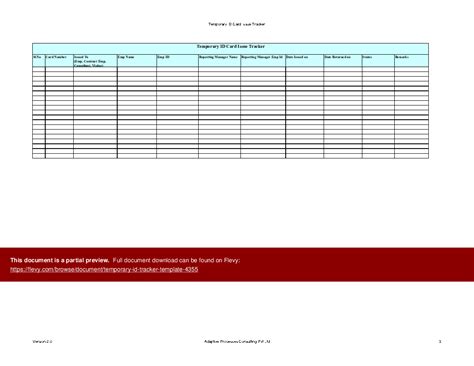 Excel Template Temporary Id Tracker Template Excel Template Xls