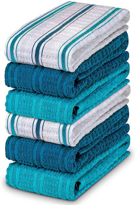 6 Large Kitchen Towels 100 Cotton 16 X 27 Inches Thick Absorbent
