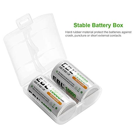 Ebl Pack Of 8 10000mah Ni Mh D Cells Rechargeable Batteries Battery