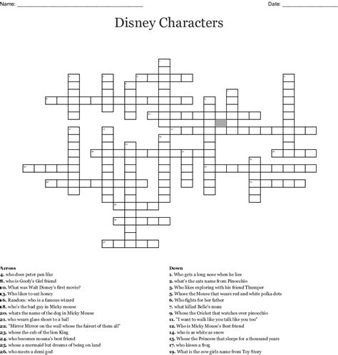 Ring in the new year with this collection of crossword puzzles and word search games designed for children and adults. Disney Characters Crossword - WordMint