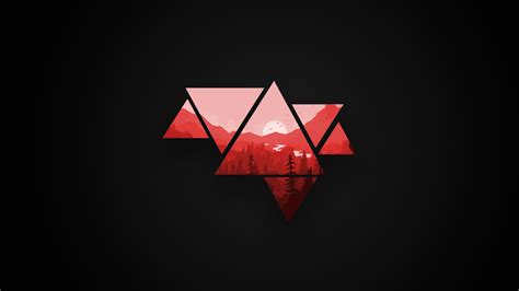 Minimalistic Mountains Red And Black Version 1920x1080 Wallpaper