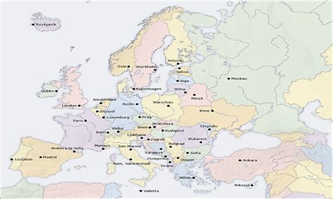 Map Of Europe And Capitals 88 World Maps