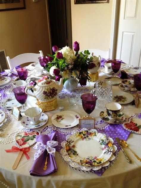 Make It Delightful Tea Table In Purples Polka Dots And Lavender Tea