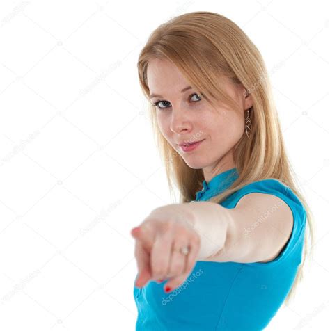 Young Woman Pointing — Stock Photo © Photomak 3907653