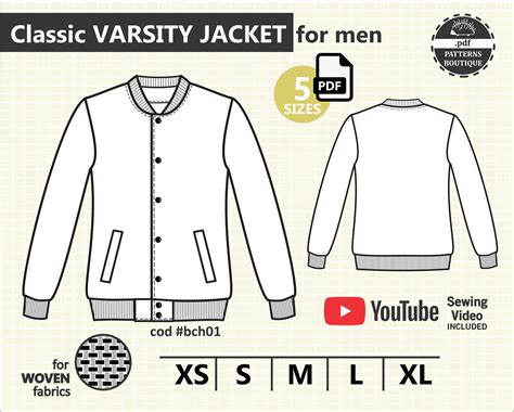 Varsity Jacket Pdf Pattern Download For Men Youtube Sewing Video