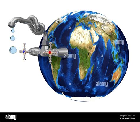 Falta De Agua Dulce En El Planeta Tierra Planeta Tierra Y Un Grifo Que
