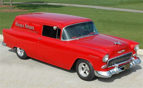 55 Chevy Wagon High Angle Chevy Nomad Panel Truck 55 Chevy Go Red