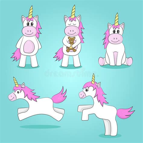 Vector Illustration Of Cute Unicorns Stock Vector Illustration Of