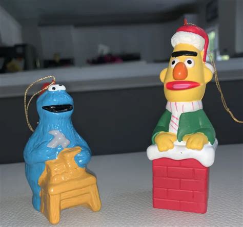 Sesame Street Cookie Monster Ceramic And Bert Muppets Christmas