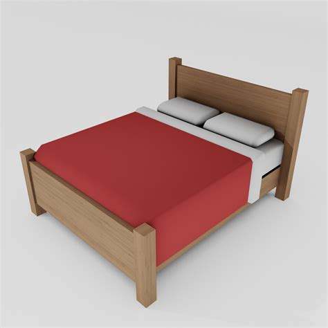 Double Bed 3d Model Flatpyramid