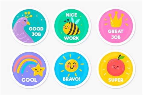 Free Vector Hand Drawn Good Job And Great Job Sticker Pack