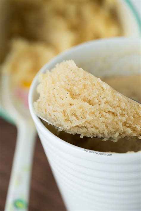 This mug cake is perfectly soft, fluffy and full of flavour! The Moistest Very Vanilla Mug Cake - Table for Two®