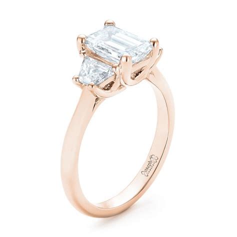 14k Rose Gold Custom Three Stone Diamond Engagement Ring 102899