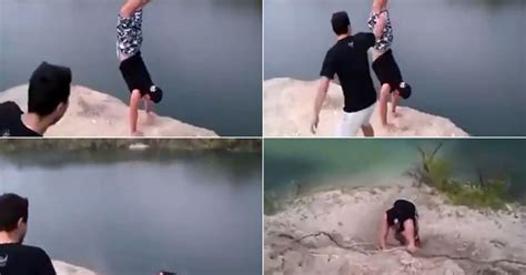 Horrifying Video Shows Man Getting Pushed Off Cliff Edge But Surviving