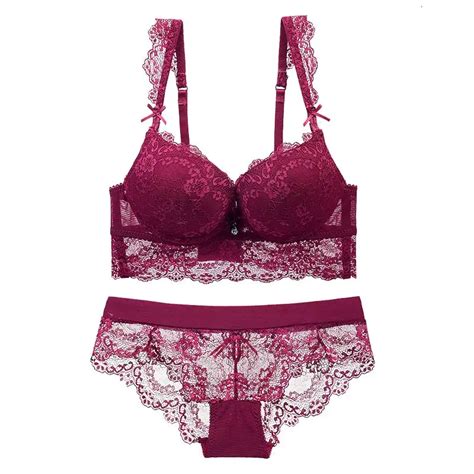 High Quality Women Sexy Bra Set Lace Underwear Embroidered Lingerie Set Push Up Bra And
