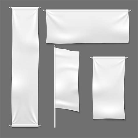 Premium Vector Flag And Hanging Banners White Advertising Blank