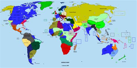 Карта мира со странами 1900 года