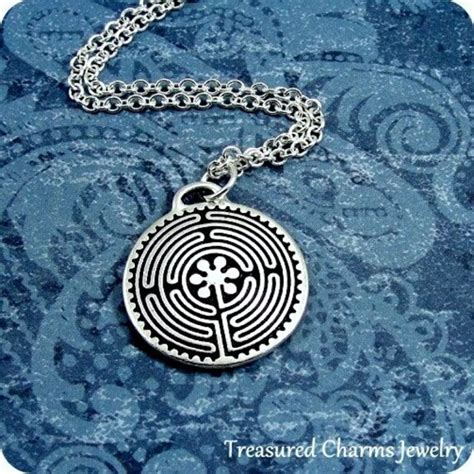Labyrinth Necklace Silver Labyrinth Maze Charm On A Silver Cable Chain