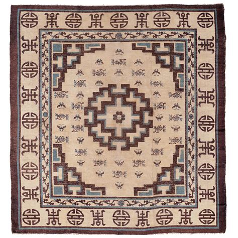 Geometric Baotou Inner Mongolian Sitting Rug With Brocade Pattern For