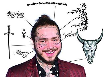 Post Malone Face Temporary Tattoos Set For Halloween Costume