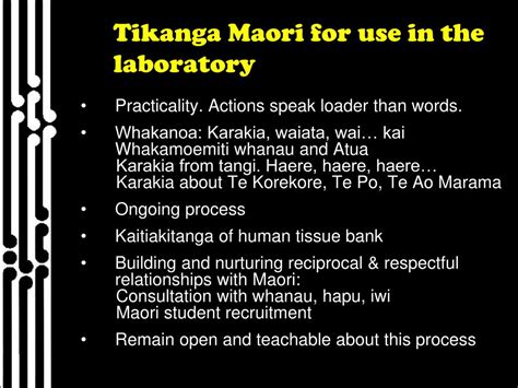 Ppt Tikanga Maori In The Laboratory Shaping Culturally Safe