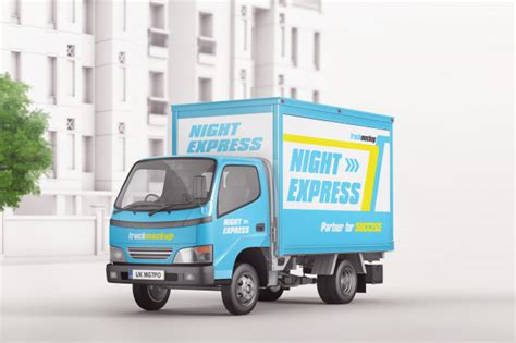 That was 8.30 this morning. City commercial delivery truck mockup | Premium PSD File