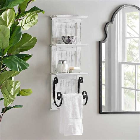 And a practical towel bar can be used to hang towels, ties, belts and so on, keeping them. White Beadboard Shelves with Towel Bar Rack | White ...