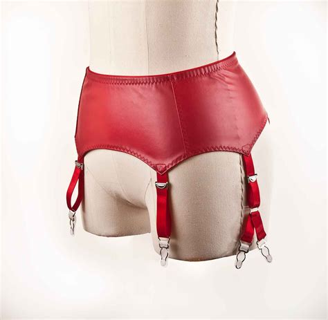 Red Color Faux Leather Garter Belt Suspender Belt With 6 Etsy UK