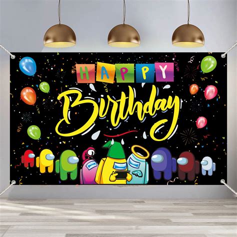 Buy Among Us Birthday Decoration Pixel Happy Birthday Backdropamong
