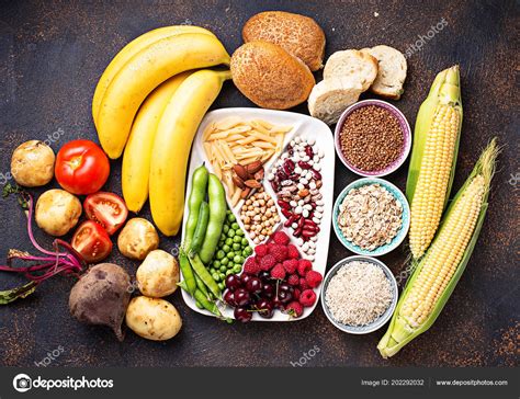 Healthy products sources of carbohydrates. — Stock Photo © yulianny ...