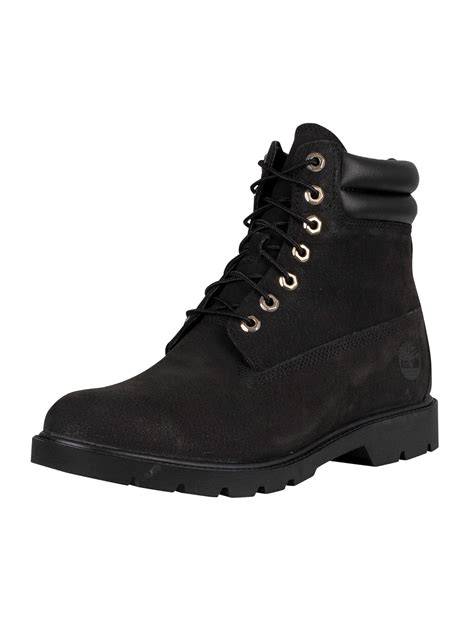 Timberland 6 Inch Basic Leather Boots Black Nubuck Standout