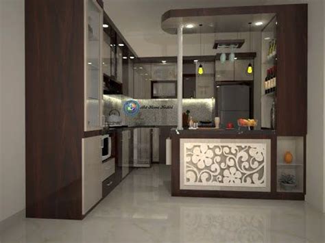 desain interior dapur cantik dg kitchen set meja bartender minimalis