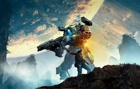 Wallpaper Weapons Planet Robot Warrior Titanfall 2 Images For