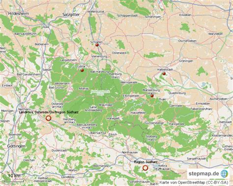 Benutzen sie unsere interaktive harz karte, um direkt zu den freien ferienwohnungen und ferienhäusern in den gewünschten orten und städten zu gelangen. StepMap - Harz-Projekt - Landkarte für Deutschland