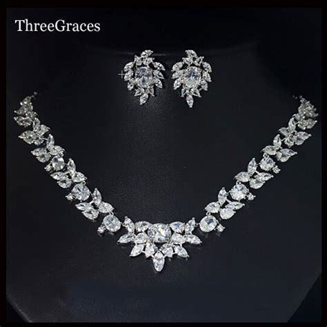 Threegraces Famous Brand Big Marquise Cubic Zirconia Crystal Earrings