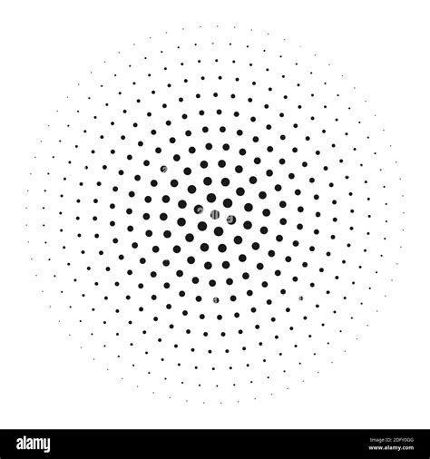 Black Abstract Circle Made Of Dots In Radial Arrangement Stock Vector