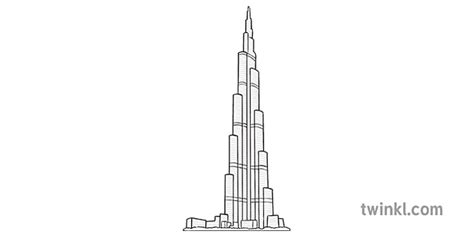 burj khalifa черно бяло 2 Illustration Twinkl