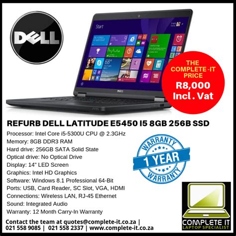 Refurb Dell Latitude E5450 I5 8gb 256b Ssd The Complete It Price R8